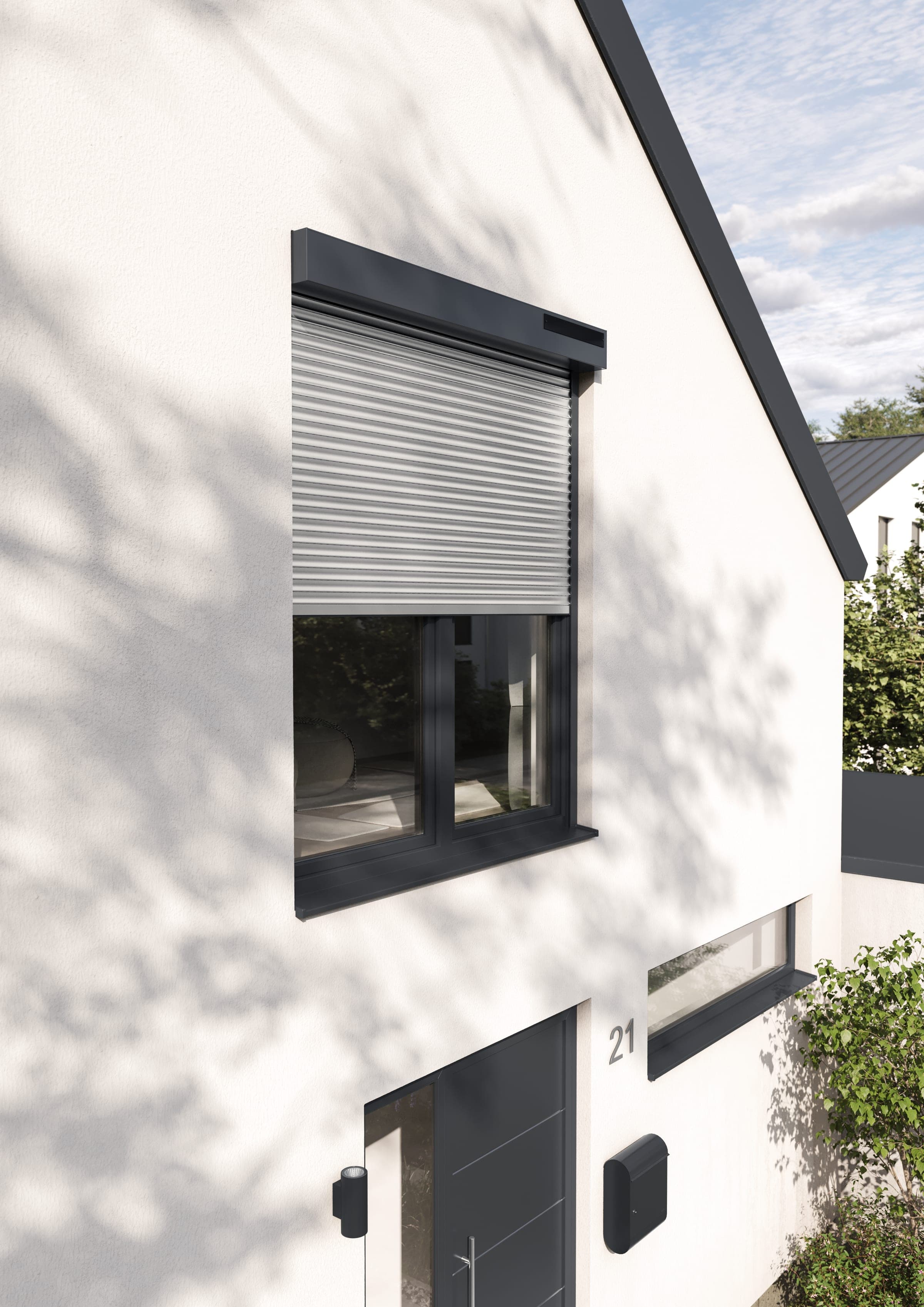 Volet roulant en applique ALULUX Solar 2.0 à entraînement solaire sur une fenêtre